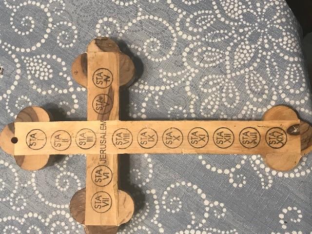 Crucifix Orthodox Mother of Pearl Cross Olive Wood Made in Jerusalem  3