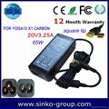 65W AC Adapter for Lenovo IdeaPad Yoga 13 x1 Carbon Ultrabook Charger 20V 3.25A