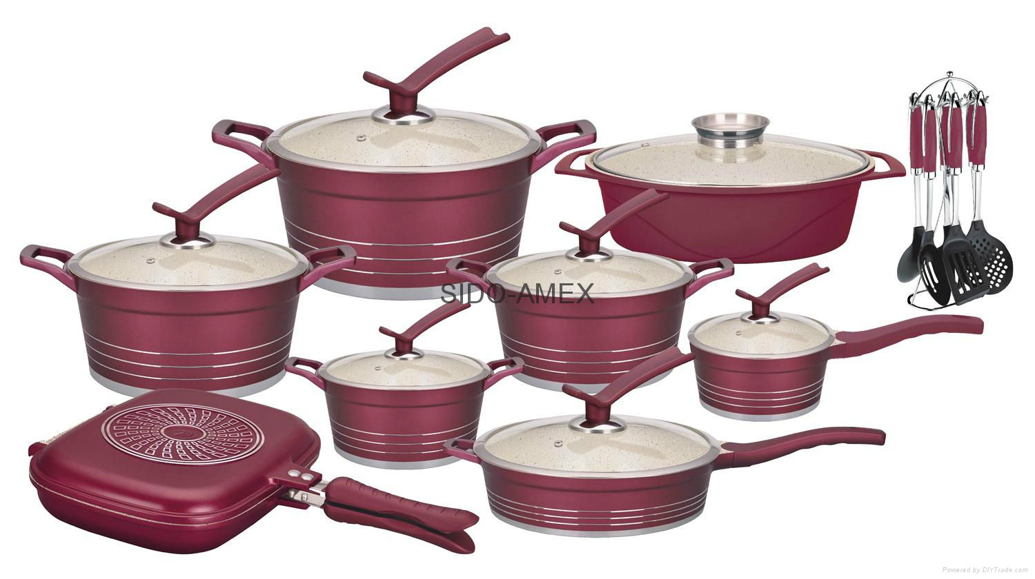 die cast casting cookware set Aluminum nonstick ceramic pans casseroles dutch ov 2