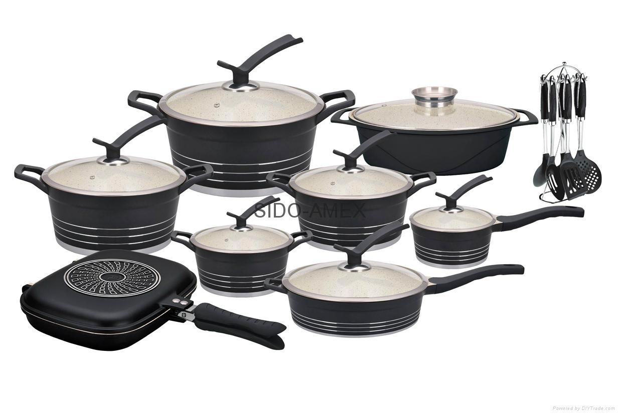 cast casting cookware set Aluminum nonstick ceramic = casseroles marble granite 2