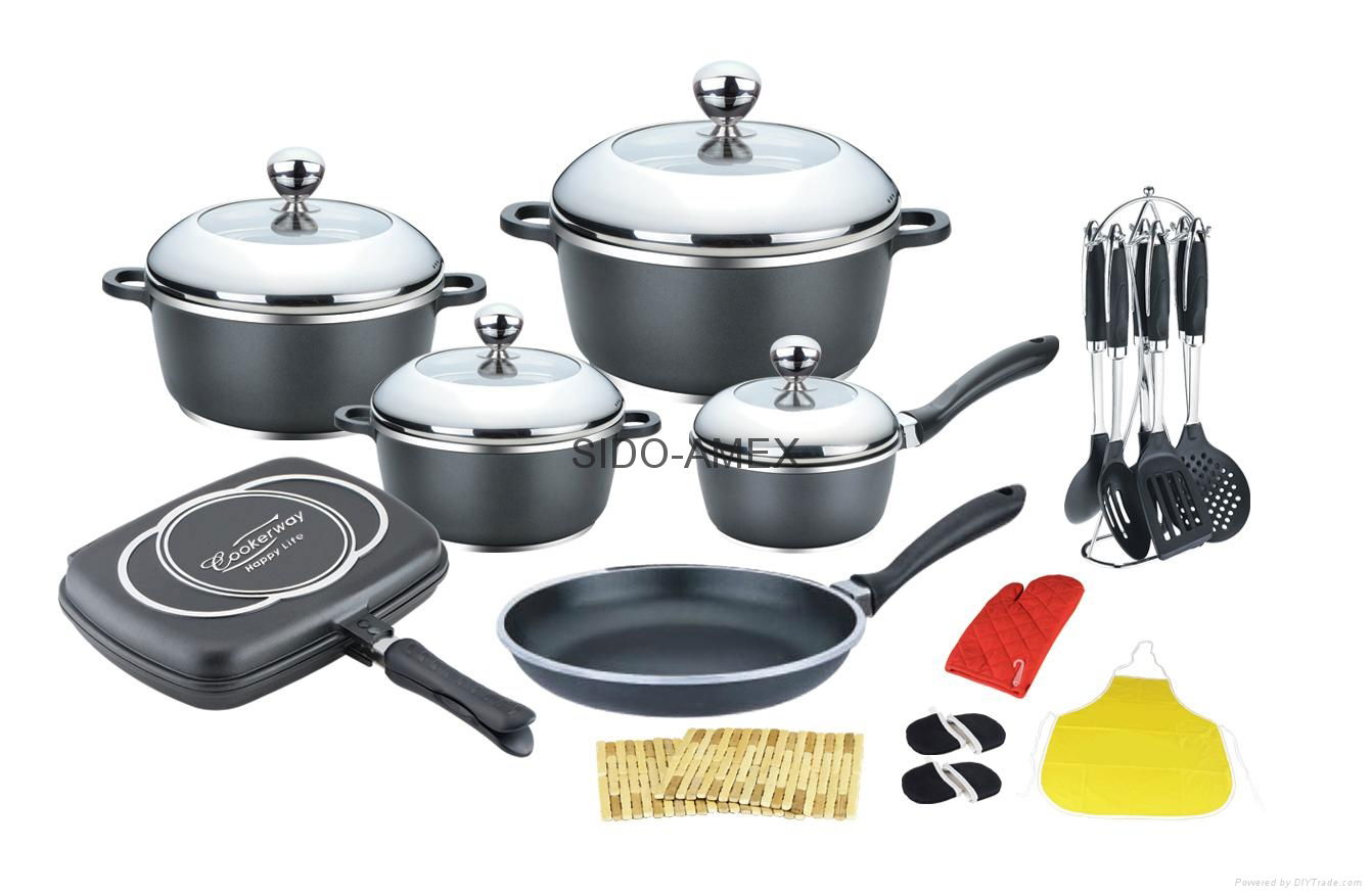 cast casting cookware set Aluminum nonstick ceramic = casseroles marble granite 2