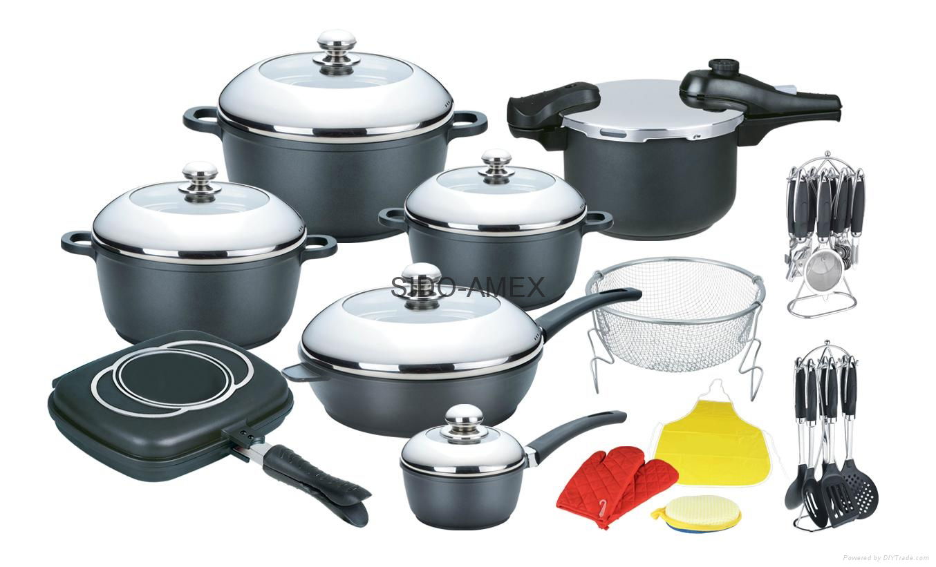 cast casting cookware set Aluminum nonstick ceramic = casseroles marble granite 3