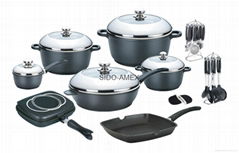 cast casting cookware set Aluminum nonstick ceramic casseroles marble granite