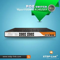 2015 OEM 16 port managed poe switch with 2 gigabit combo uplink