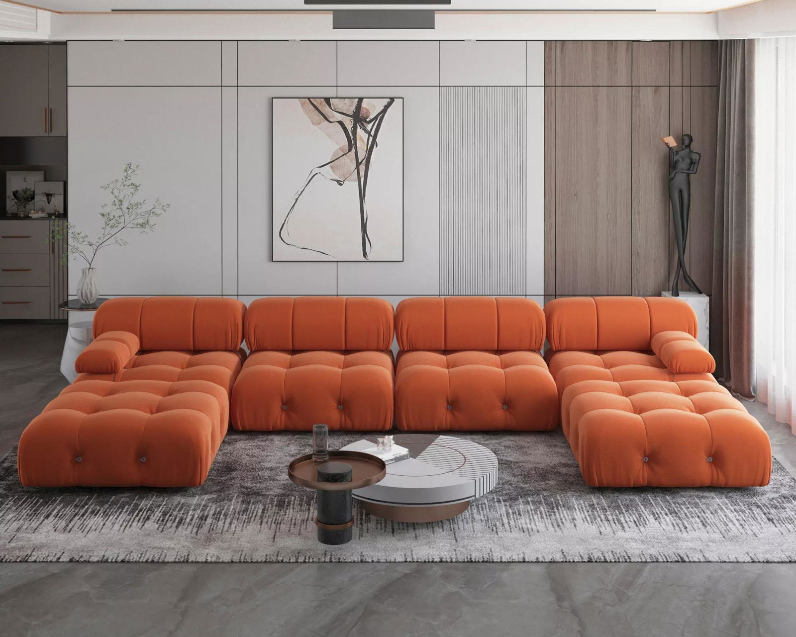 Italian L-Shape Modular Sectional Sofas 4