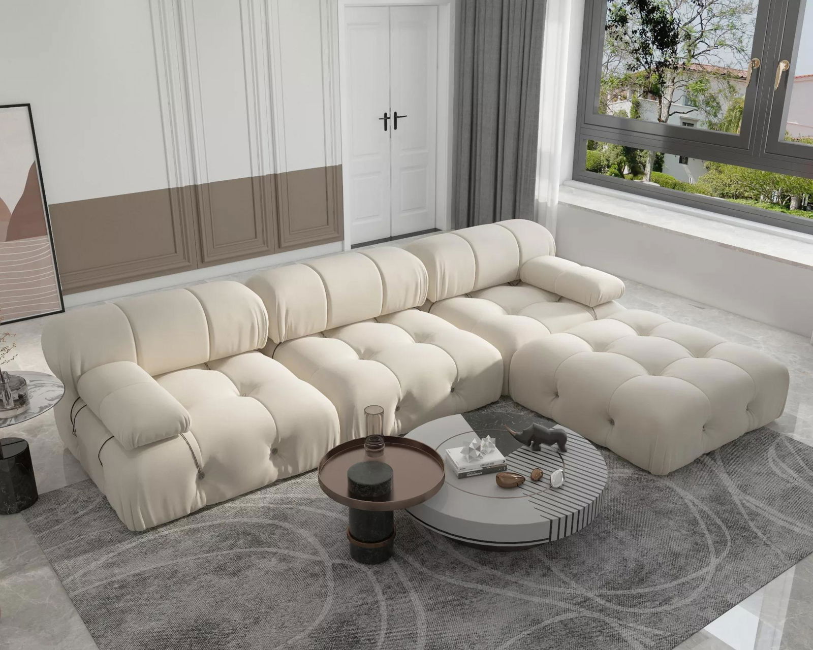 Italian L-Shape Modular Sectional Sofas 5