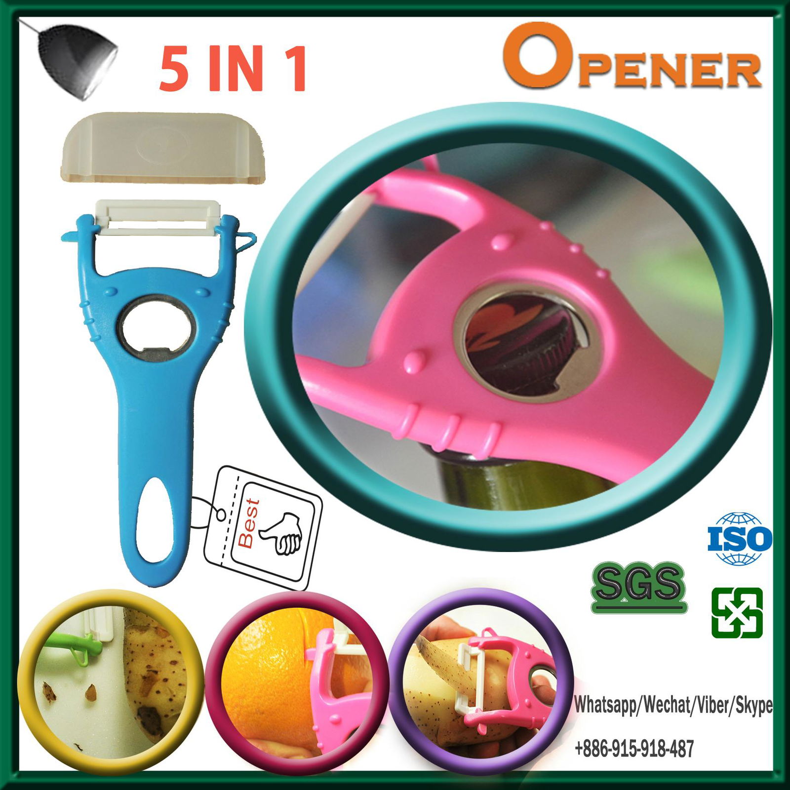 5 in 1 kitchen gadget stainless steel peeler and bottle opener 3