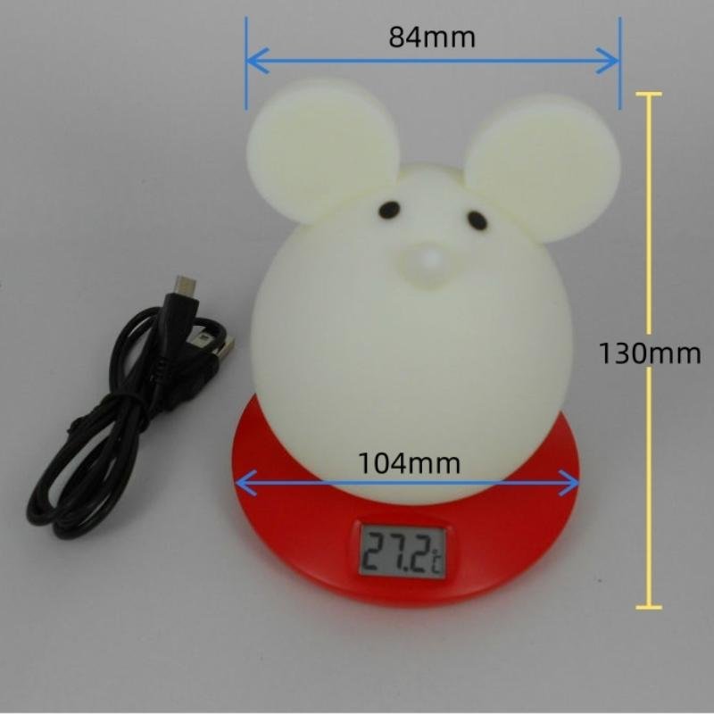 NL211  老鼠硅胶LED夜灯带温度计