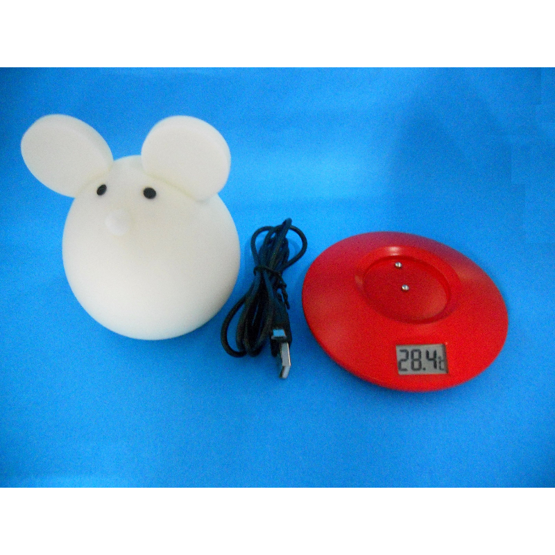 NL211  老鼠硅胶LED夜灯带温度计 4