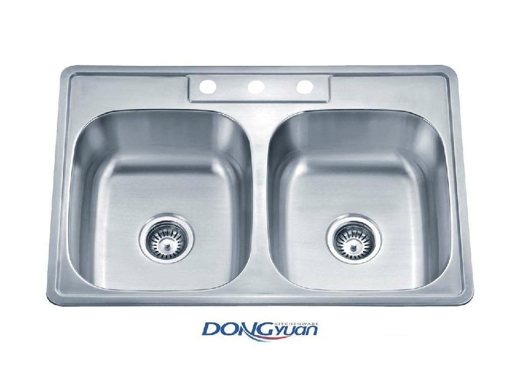 American Standard 18 gauge 304 stainless steel double bowl drop in Kitchen sink 