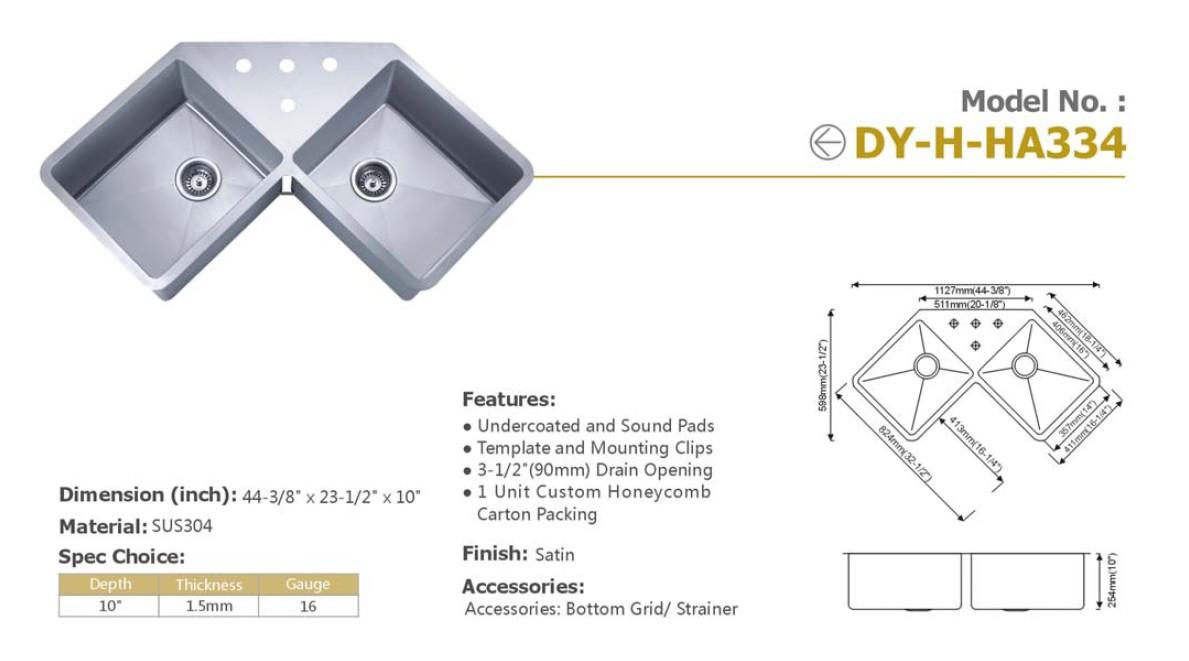 Stainless Steel Handmade Kitchen Corner Sink 2