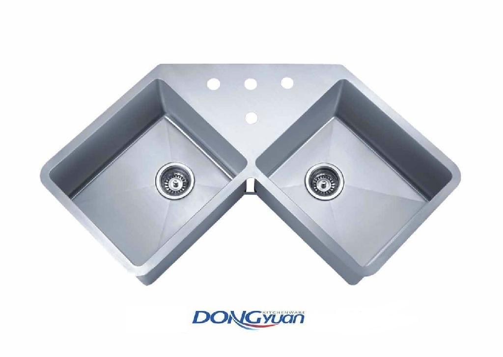 Stainless Steel Handmade Kitchen Corner Sink HA334 Dongyuan