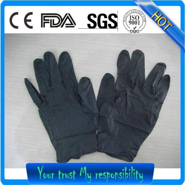 Disposable black nitrile examination glove