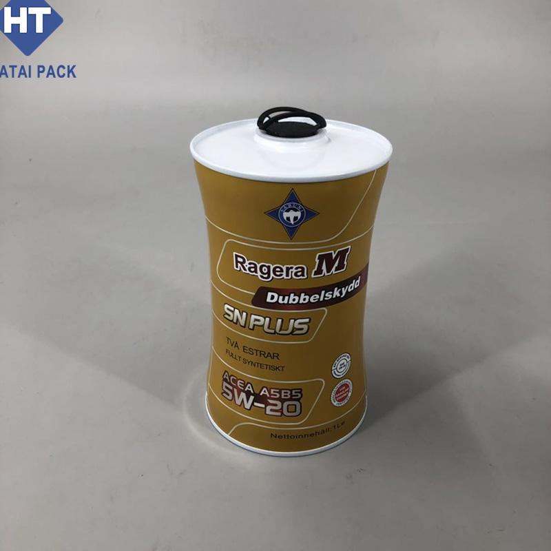 1L lubricanting oil tin can engine oil tin bottle with plastic closures 5