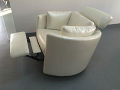 Living Room White Leather Recliner Single Sofa 