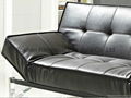 Folding Click Clack Leather Sofa Bed With Chrome Lges  2