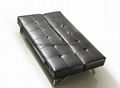 Folding Click Clack Leather Sofa Bed With Chrome Lges  5