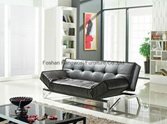 Folding Click Clack Leather Sofa Bed With Chrome Lges 