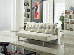 Fashion Design Beige Linen Fabric Sofa Bed