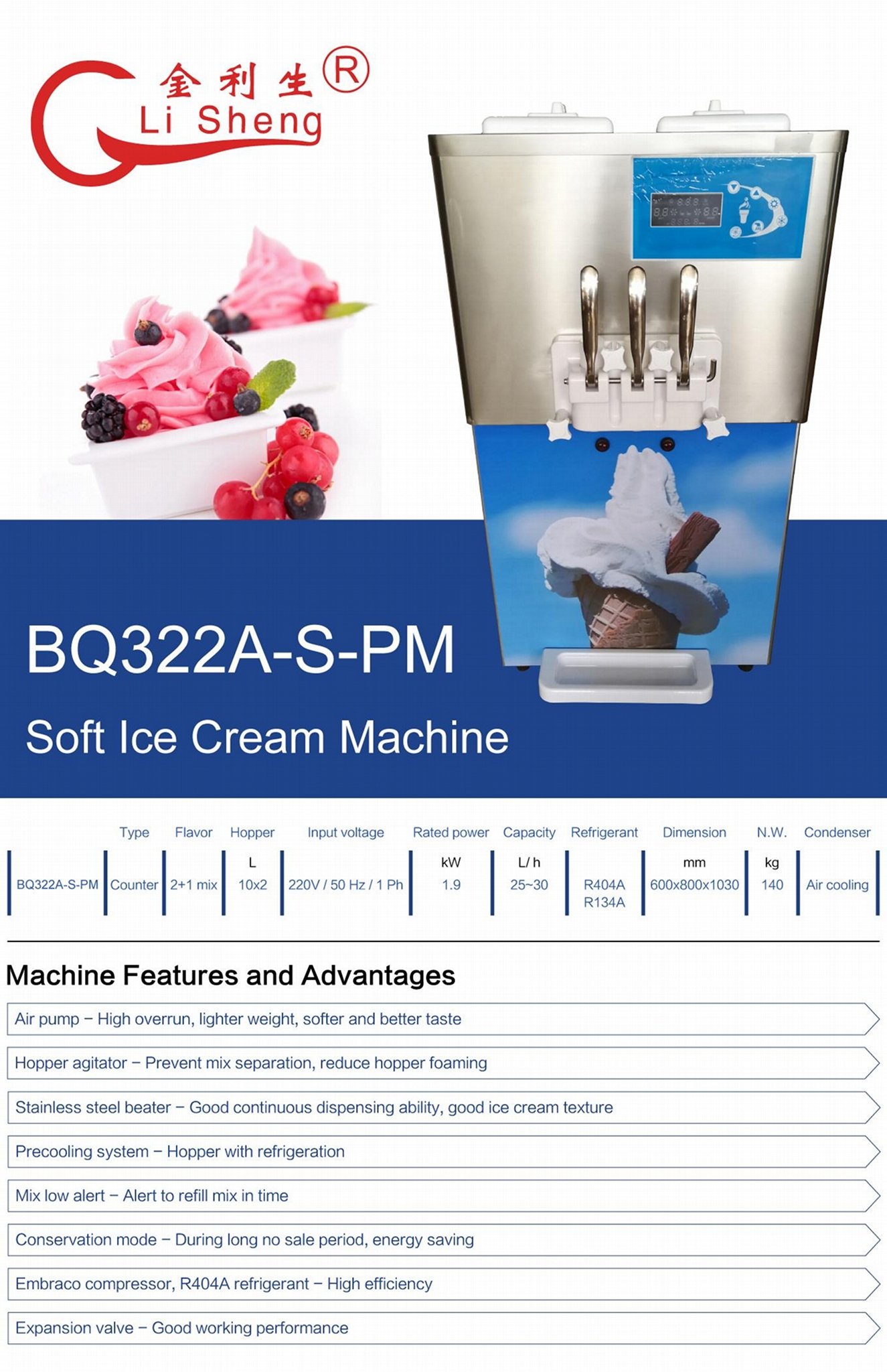 3 Flavor Commercial Counter Top Soft Serve Ice Cream Machine With Air Pump