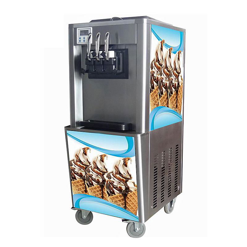 3 Flavour Commercial Soft Ice Cream Machine Making