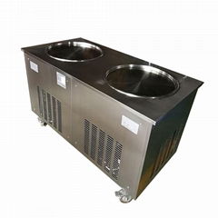 Double Pan Commercial Fried Ice Cream Machine