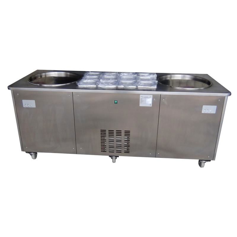 Double Pan Fried Ice Cream Roll Machine For Sale With 12 Topping Containers