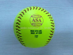 12" optic yellow leather fast slow pitch softball with cor.40 .44 .47 .50 .52