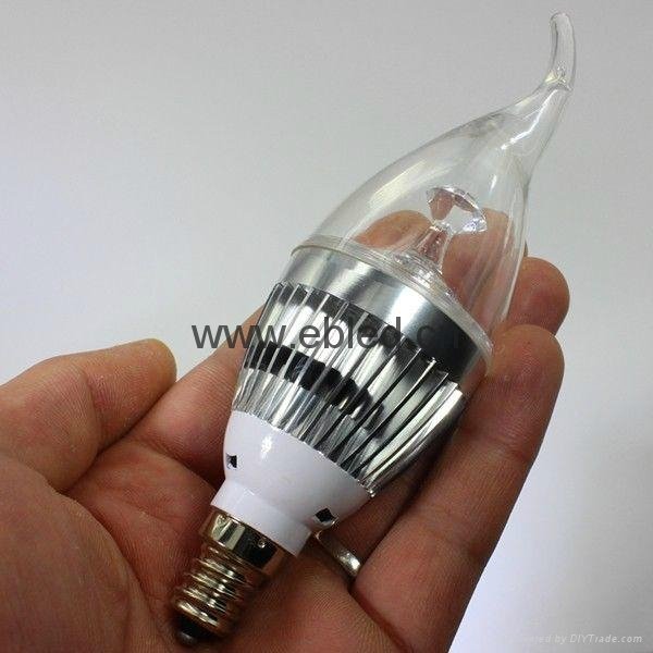 Top Pure daylight cool white E14 led candelabra bulb 3watt LED Chandelier Bulbs 4
