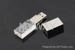 3D logo laser engraved glass usb flash drive/crystal usb memory