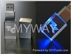 3D logo laser engraved glass usb flash drive/crystal usb memory 3