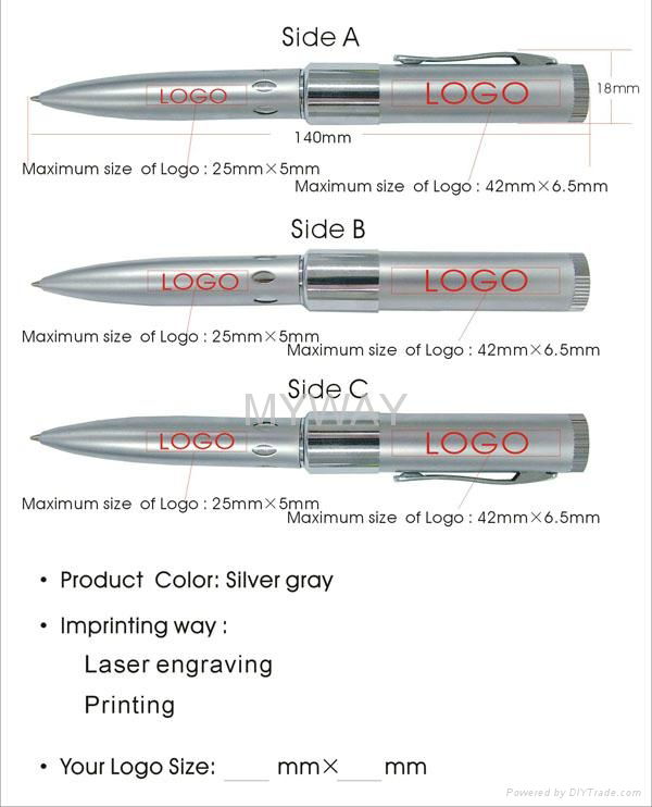 8gb Metal pen shape usb flash drive with free logo printed 2