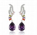  Women Jewelry AAA Zircon Purple Drop Earring 