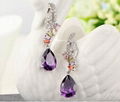  Women Jewelry AAA Zircon Purple Drop Earring  2