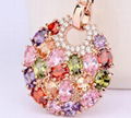  Women Jewelry Multicolor Zircon Round Pendant Necklaces Wholesale  2