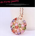  Women Jewelry Multicolor Zircon Round Pendant Necklaces Wholesale  4