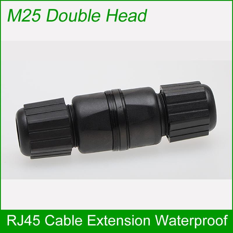 M25 double head RJ45 network cable connector waterproof and dust-proof