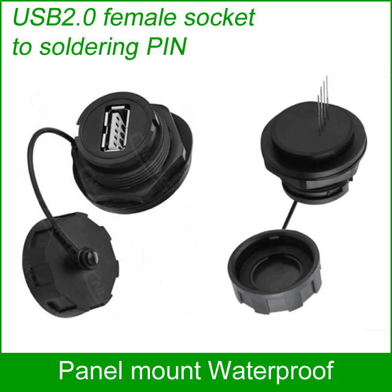 USB2.0 female socket plug Panel Mount adapter Waterproof Connector IP67 2