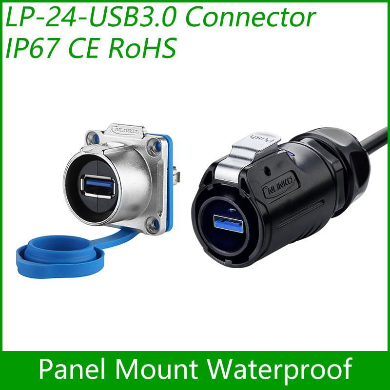 USB3.0 female Socket Panel Mount Adapter Cable Connector Dip Plug Waterproof