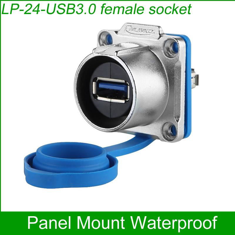 USB3.0 female Socket Panel Mount Adapter Cable Connector Dip Plug Waterproof 2