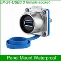 USB3.0 female Socket Panel Mount Adapter Cable Connector Dip Plug Waterproof 2