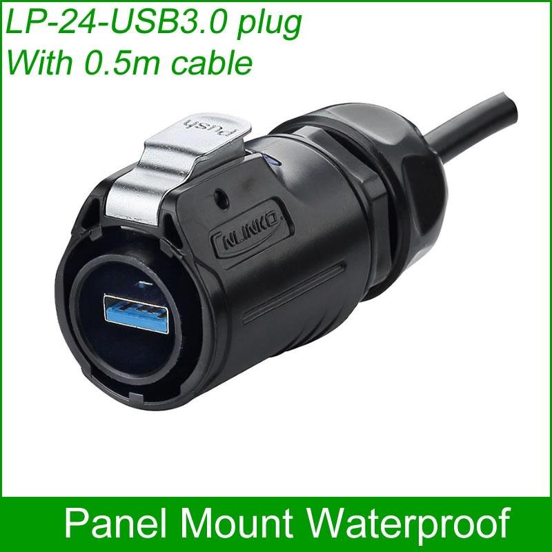 USB3.0 female Socket Panel Mount Adapter Cable Connector Dip Plug Waterproof 3