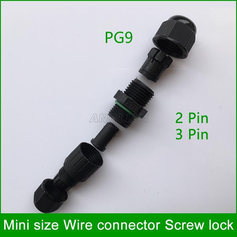 Mini Waterproof 2 Pin 3 Pin Electrical Cable Connectors Quick Splice Screw Lock  5