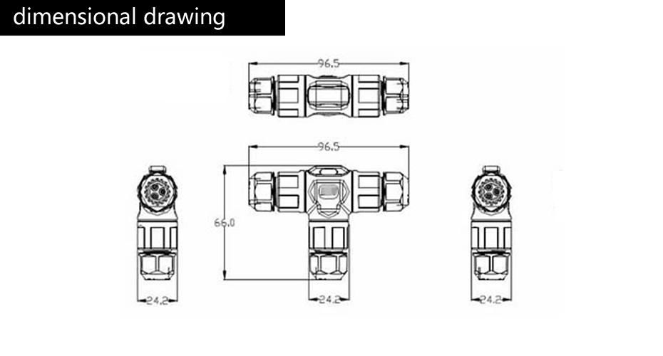 T Connector 2/3/4 pin IP67 Waterproof outdoor Lighting Electrical wire quick plu 4