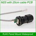 RJ45 PCB Panel Mount waterproof connector 25cm network cable