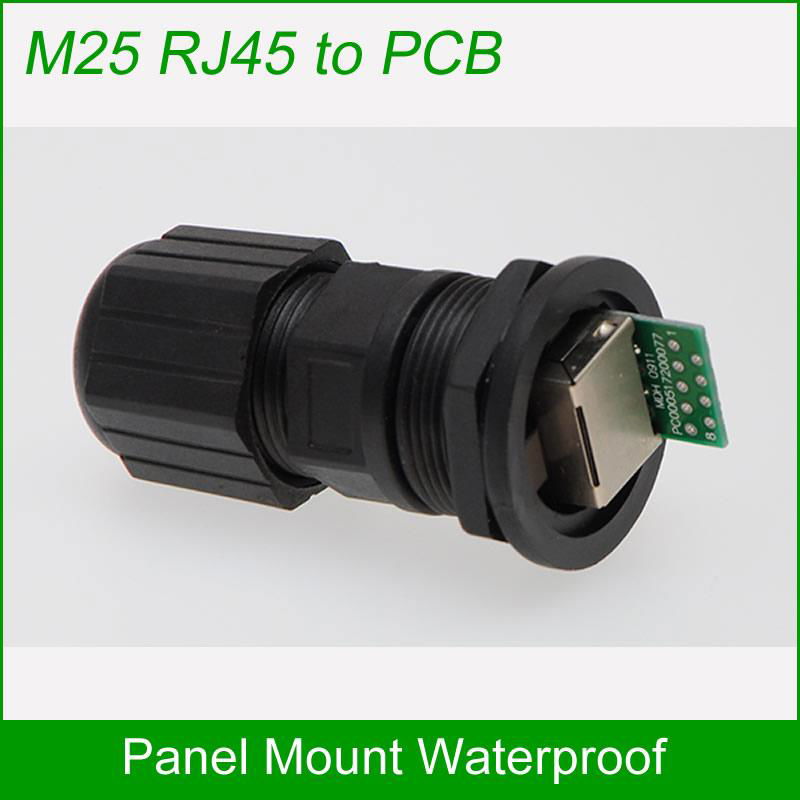 RJ45 PCB Panel Mount waterproof connector 25cm network cable 2
