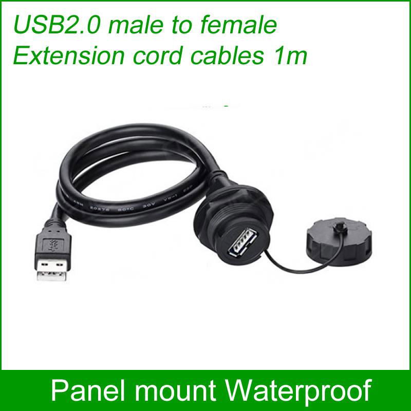 USB2.0 Waterproof connector Panel Mount IP67 Waterproof Cable 1m Socket