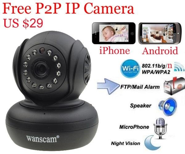 wanscam wireless P2P/PNP easy to set  infrared  pt indoor ip network camera