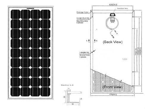 单晶硅太阳能电池组件110W-145W 2