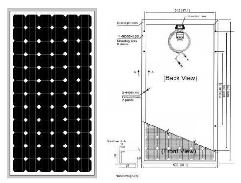 單晶硅太陽能電池組件140W-160W 1